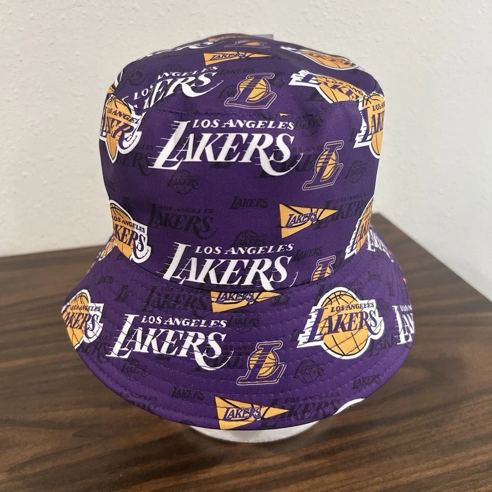 NWT Los Angeles Lakers Bucket Hat All Over Print AOP Purple Yellow Casual